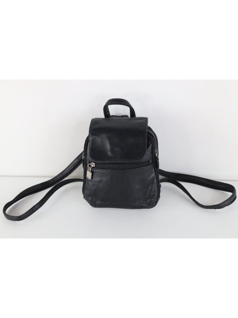 Vintage 90s Y2K Streetwear Babydoll Soft Leather Mini Backpack Book Bag Black